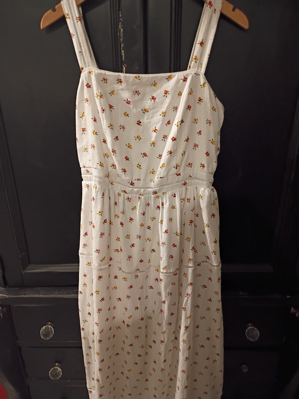 Lucky Brand White Maxi Dress with Red and Yellow Floral Print